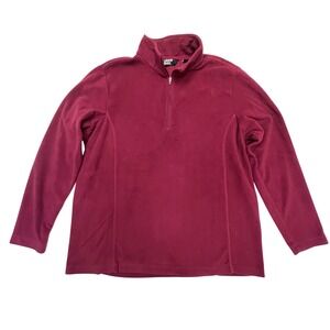 Lands' End Fleece Cranberry‎ Quarter Zip Pullover Layering Top Size L